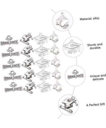COHEALI 48pcs Theme Pendants Graduation Keychain Souvenir Key Props Novel DIY Pendant Bachelor Chain Sliver 2.4X1.6cm - Buy Online on GoSupps.com