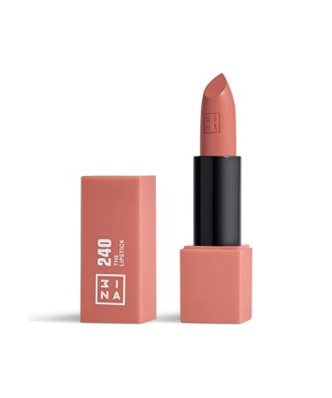 3INA MAKEUP - The Lipstick 240 - Medium Nude Pink Lipstick with Vitamin E & Shea Butter to Nourish the Lips - Long Lasting Lip Colour with Matte Finish and Creamy Texture - Vegan - Cruelty Free