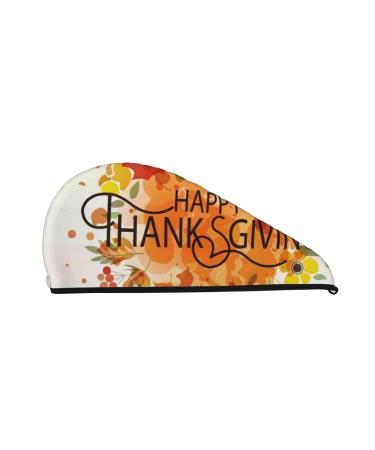 Happy Thanksgiving Microfiber Hair Towel Soft Super Absorbent Hair Towel Wrap for Women Coral Velvet Quick Dry Hair Cap for Long Curly and Thick Hair