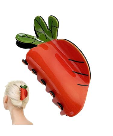 Food Hair Clips - Cute Food Hairpin Funky Summer Beach Fruit Shape Hair Clip Strong Hold Hair Jaw Barrettes for Girls Teens Adults carrot