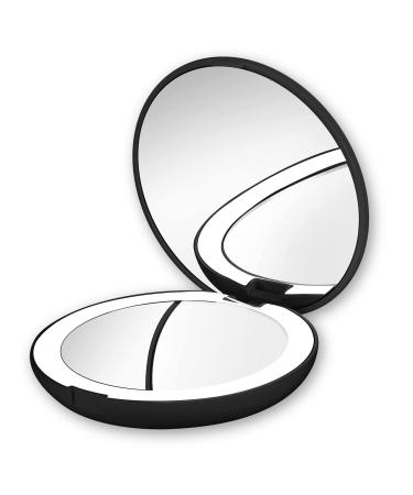 ANXVERS Led Hand-Held Travel Vanity Mirror  1x / 10x Magnifying Glass  Small Portable Compact Mirror  3.5-Inch Diameter Luminous Vanity Mirror  Hand-Held Double-Sided Vanity Mirror - Black