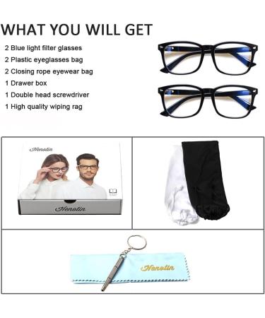 Henotin 2-Pack Multifocus Reading Glasses for Men & Women - Blue Light Blocking Spring Hinge 1.5x Strength - Perfect for Computer Use - Buy Online on GoSupps.com