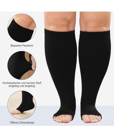 Shop Lofir Medical Compression Stockings | Open Toe Knee-High 20-30 mmHg Support Socks for Women & Men - XXL Black & Skin Tone - Buy Online on GoSupps.com