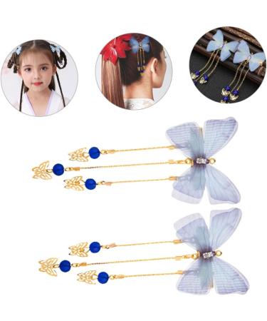 FRCOLOR 3 Pairs hanfu butterfly headdress tassel hair clips kimono hair accessories hair barrettes hairpin with tassel hanfu hair clip fabric hairpin jewelry temperament child alloy - Buy Online on GoSupps.com
