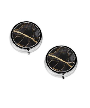 (Colored Marble) Round Pill Box 3 Compartment Pill Box Mini Decorative Pocket Purse Portable Travel Medicine Tablet Vitamin Holder Organizer Pill Case