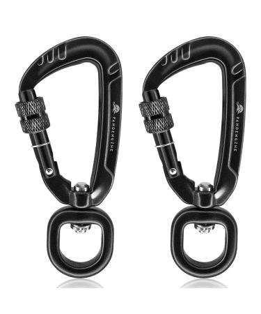 PANDENGZHE Locking Carabiner Clips 2.5" with Swivel Clasp for Securing Pets Dog Leash Harness Camping Hiking Backpack Outdoors Gym (2 Pack)