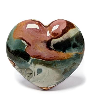 Eusice - heart polychromer jaspis natural stone well -being handmade sanded crystal for lithotherapy chakra meditation 40mm -55mm polychromer jaspis