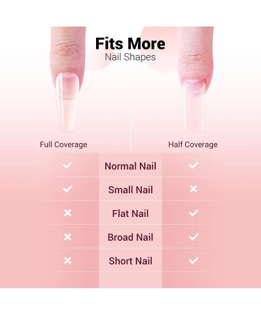 Melodysusie Fishbone Nail Tips - Professional Almond Half Cover Clear False Gel Nail Tips - 420pcs - Buy Online on GoSupps.com