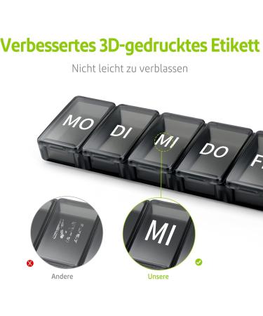 Weekly Pill Organizer Box - 7-Day Tablet Storage - OPRET Medication Organizer - Black & White - Buy Online on GoSupps.com