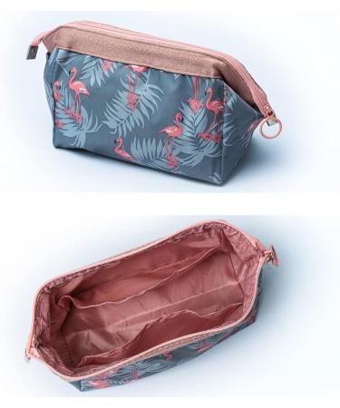 JJ Prime Small Cosmetic Bag for Handbag - Waterproof Mini Makeup Organizer for Women - Travel Essentials in Flamingo Design (Blue Pink) - Buy Online on GoSupps.com