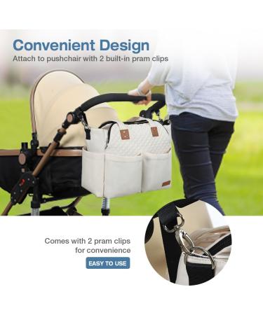 Lekebaby Large Baby Changing Bag for Stylish Mom and Dad - Quilted Beige with Travel Tote and Nappy Changing Mat - Buy Online on GoSupps.com