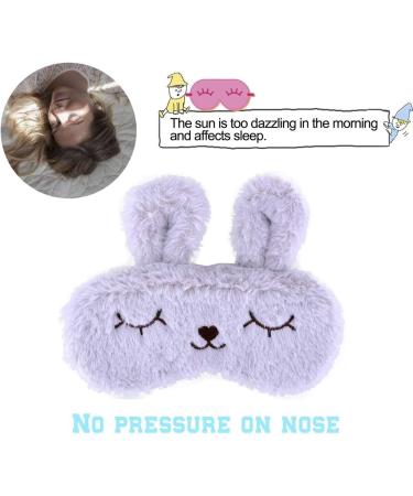Ulife Mall Cute Bunny Eye Mask for Sleeping and Travel - Soft Plush Fluffy Blindfold Sleep Mask in Grey - Ideal for Kids, Girls, Boys, and Women - Buy Online on GoSupps.com