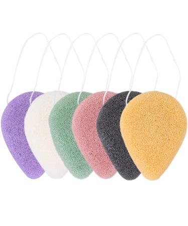 PIGIAOKA 6 Pack Natural Konjac Facial Sponge Organic Face Sponges Face & Body Scrubber Skincare Safe for Gentle Face Cleansing and Exfoliation