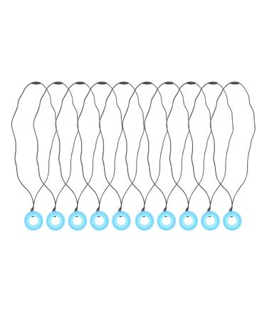 Baby Chew Sensory Necklace 10PCS Soft Silicone Chewing Pendant Teething Necklace for Kids (Dark Blue)
