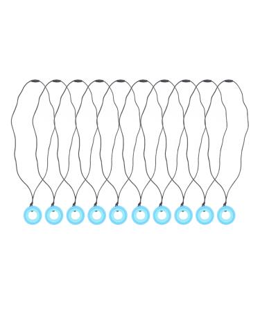 Baby Chew Sensory Necklace 10pcs Soft Silicone Chew Pendant Teething Necklace for Kids (Dark Blue)