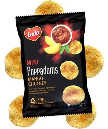 Mango Chutney Mini Poppadoms 75g - Crispy & Light Savoury Poppadoms (2 Packs) - Buy Online on GoSupps.com