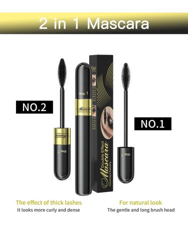 2PCS 4D Silk Fiber Lash Mascara 2 in 1 Mascara For Natural Lengthening And Thickening Effect(Pack of Black) 2pcs Black - Buy Online on GoSupps.com