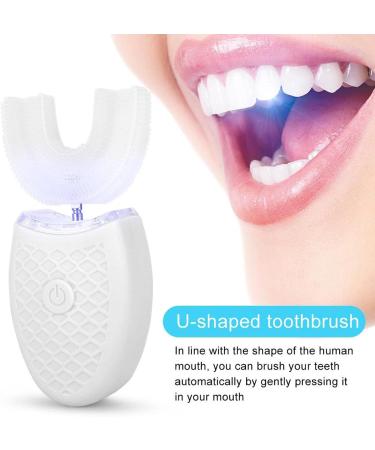 U-Shaped Electric Sonic Toothbrush for Adults | Wireless Charging Tooth Cleaner with Cold Light Teeth Whitening | Oral Care Tool for Travel & Home - White - Buy Online on GoSupps.com