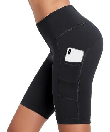 BALEAF Women's 9 High Waisted Biker Shorts with Side Pockets, UPF50+ - Black - Buy Online on GoSupps.com