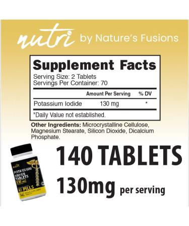 Potassium Iodide Radiation Tablets 130mg (140 ct) EXP 10/2032 - Ki Pills for Radiation Protection - YODO Naciente Anti Nuclear Fallout Pills - Buy Online on GoSupps.com