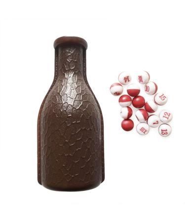 ISPIRITO Billiard Games Kelly Pool Shaker Bottle with 16 Numbered Marbles Tally Peas/Balls, Brown Bottle, Red and White Tally Peas