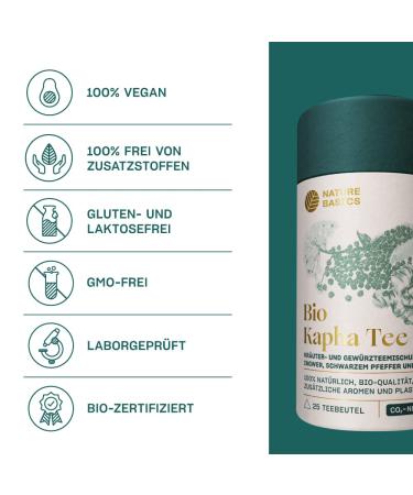 Buy Bio Kapha Tea - 25 Bags of High-Quality Ayurvedic Herbal Tea with Ginger Black Pepper & Fennel | Certified & Sustainable - Buy Online on GoSupps.com