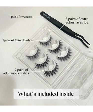 2R Studio Reusable Self-Adhesive Eyelashes - Pre-Glued Natural Look No Glue Needed Extra Adhesive Strips & Tweezers - Buy Online on GoSupps.com
