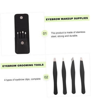 12 STK Mini Eyebrow Tweezers Set - Pointed Precision Tweezers for Women's Beauty - Sloping Lace Steel - 3 Black Sets - Perfect for Eyebrow Grooming - Buy Online on GoSupps.com