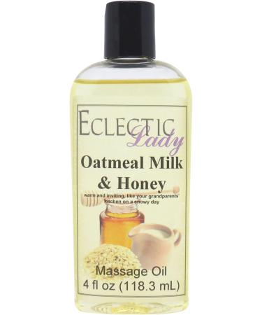 Oatmeal Milk And Honey Massage Oil 4 oz With Sweet Almond Oil and Jojoba Oil Preservative Free Perfect for Aromatherapy and Relaxation 4 Ounce
