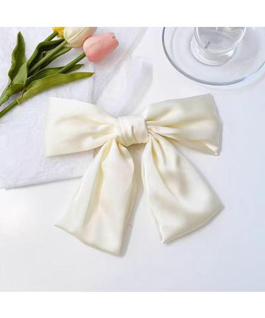 Asheyya Bow for Hair Clip Solid Color Soft Satin Silky Hairbows for Women Girls (White) - Buy Online on GoSupps.com