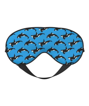 Blue Killer Whale Orca Sleep Mask with Adjustable Straps Travel Eye Mask Sleeping Eye Covers