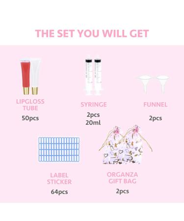 AerRoll 15 ML Gold Cap Empty Lip Gloss Tubes - 50pcs with Labels, Syringe, Funnel & Gift Bags - DIY Lip Gloss Balm Cosmetic - Buy Online on GoSupps.com