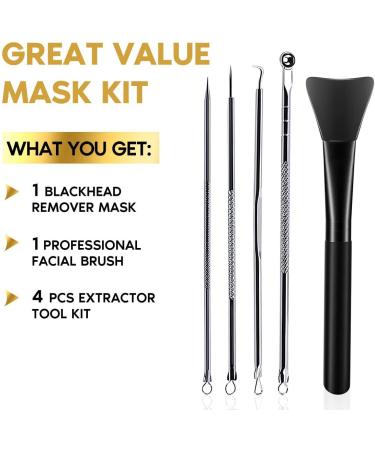 Charcoal Blackhead Remover Mask Kit with Brush and Extractors - Deep Cleansing for Face, Nose, Pores, Acne - Suitable for All Skin Types (3.5 Fl.oz) - Buy Online on GoSupps.com