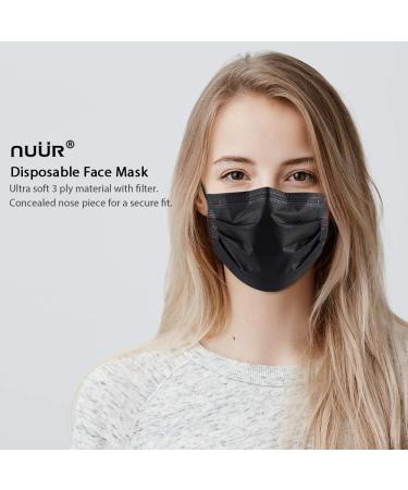 NU R 10pcs 3 Ply Disposable Face Mask Mask with Filter Layer and Elastic Earloop Retail Sealed bags Black - Buy Online on GoSupps.com