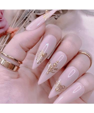 3D Metallic Gold Nail Stickers for Acrylic Nails - Self Adhesive Decals with Flowers, Leaves, and Lines - 12 Styles - Nail Art Supplies for Women, Girls, Kids - Buy Online on GoSupps.com