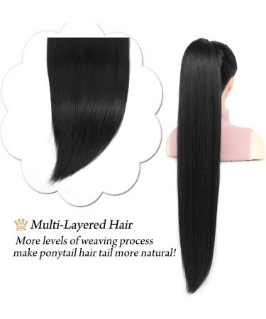FINE PLUS 30 Inch Natural Black Ponytail Extension Long Yaki Straight Drawstring Ponytail Extension Clip in Ponytail Hair Extensions for Women(30 Inch Natural Black) 30Inch Natural Black - Buy Online on GoSupps.com