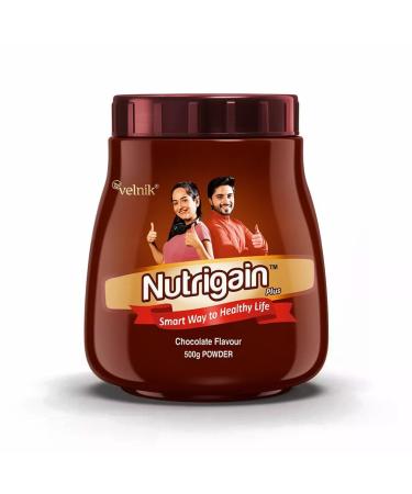 Nutrigain Plus Ayurvedic Weight Gainer Supplement Powder for Men Women and Adults with Natural Ingredients to Improve Stamina Appetite and Overall Wellness 500 gm (Chocolate Flavour)