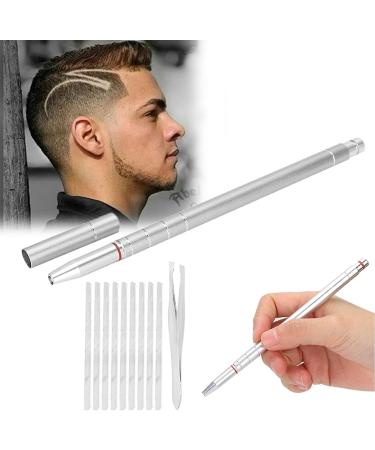 Goick Razorstift Stainless Stahl Hairgravure Park kit hair pattern razor with 10 blades professional for hair modeling beard styling and brewing (silver)