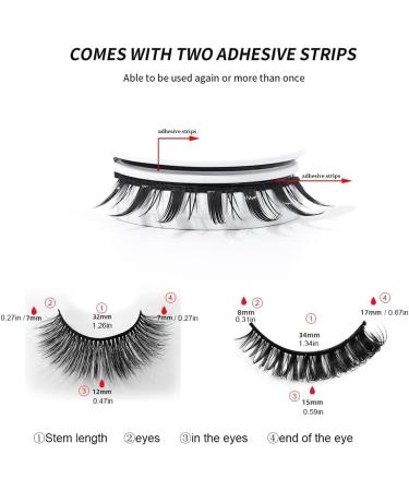 Reusable Self-Adhesive Eyelashes Wispy Fake Eyelashes Natural Look Fluffy Curling Long Eyelashes No Glue/Eyeliner/Magnet Needed Waterproof and Easy to Put on - Buy Online on GoSupps.com