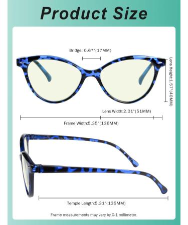 Eyekepper 4-Pack Blue Light Blocking Cateye Reading Glasses for Women +2.0 Strength - Stylish & Protective - Buy Online on GoSupps.com