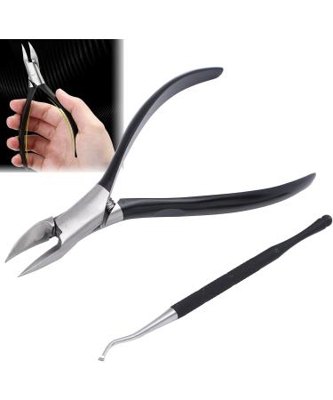 Verdant Touch Ingrown Toenail Nippers Stainless Steel Toenail Nippers and Lifter Set for Ingrown Nail Care Professional Pedicure Tools Black - Buy Online on GoSupps.com