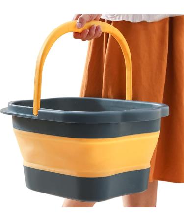 Foot Soaking Bath Basin | Soak Basin with Massaging Rollers and Handle | Stress Relief Soaking Tired Feet Help Sleep Home Spa Outdoor Travel Yellow+blue - Buy Online on GoSupps.com