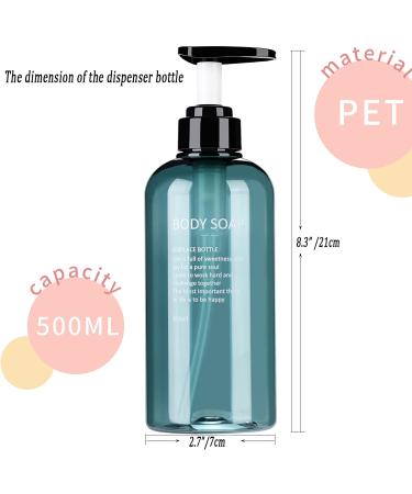 3pc 16.9oz Shampoo & Conditioner Dispenser Bottles - Refillable Pump Containers Set for Shower Body Wash - Reusable Blue Ocean Design - Buy Online on GoSupps.com