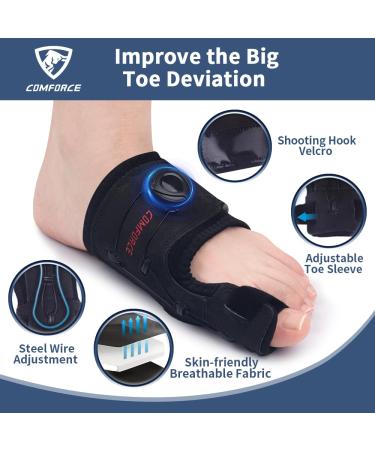 Bunion Corrector for Women & Men | Adjustable Big Toe Straightener & Orthopedic Splint for Hallux Valgus Pain Relief (Right) - Neoprene - Buy Online on GoSupps.com