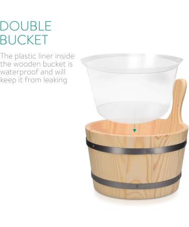 Navaris 5L Wooden Sauna Bucket Set - Pine Infusion Bucket with Plastic Insert 27.5 cm - Light Brown - Perfect for International Shipping - Buy Online on GoSupps.com