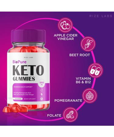 BioPure Keto Gummies with Apple Cider Vinegar - Advanced Weight Loss Supplement for Belly Fat - 60 Gummies - Buy Online on GoSupps.com