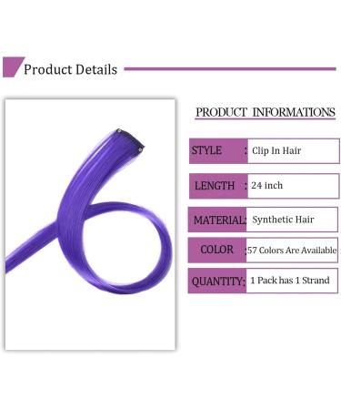 Hair Piece Synthetic Long Straight Color Hair Piece Hair Extensions Clip In Highlight Rainbow Hair Streak Synthetic Hair Strands On Clips For Women(48) - Buy Online on GoSupps.com