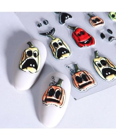 5D Halloween Nail Art Stickers Cartoon Ghost Pumpkin Skull Embossed Self Adhesive Nail Stickers Acrylic DIY Nails Art Supplies Decorations for Wome (30 pcs) - Buy Online on GoSupps.com