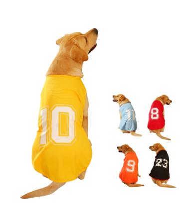 Dog shirt number printed summer basic vest puppy breathable t-shirt pet sleeves sleeveless tank top clothing for large medium small dogs (tall yellow) large yellow