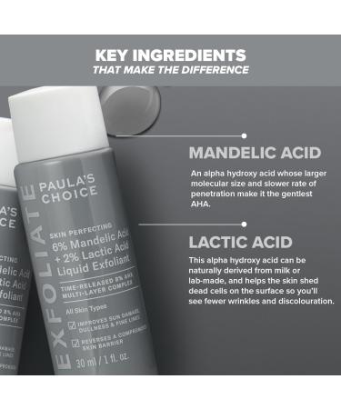 Paula's Choice SKIN PERFECTING 6% Mandelic Acid + 2% Lactic Acid AHA - AHA Exfoliant - Visibly Reduces Fine Lines and Wrinkles - with Mandelic Acid & Lactic Acid - All Skin Types - 30 ml - Buy Online on GoSupps.com